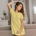 thumbnail image 3 of Naloa Yellow Gingham Print Women Nightgowns,Womens Loungewear,Short Sleeve Sleepwear,Comfy Ladies Nightdress, 3 of 6