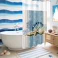 thumbnail image 5 of No Hook Shower Curtain, Blue Coastal Starfish Shower Curtains for Bathroom with See Through Top Window, Vintage Beige Nautical Coral Summer Waterproof & Washable Bath Curtain Narrow 54"x78", 5 of 9