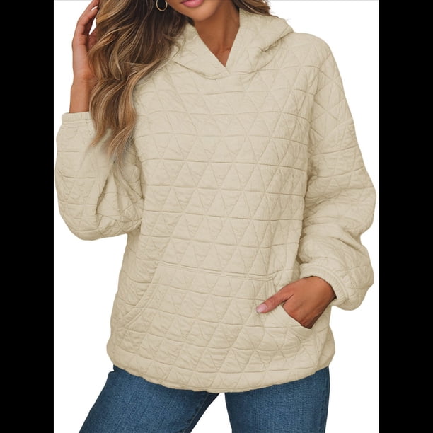 Sudadera con Capucha para Mujer, Sudadera de Larga, Holgada y con Bolsillos. Albaricoque S