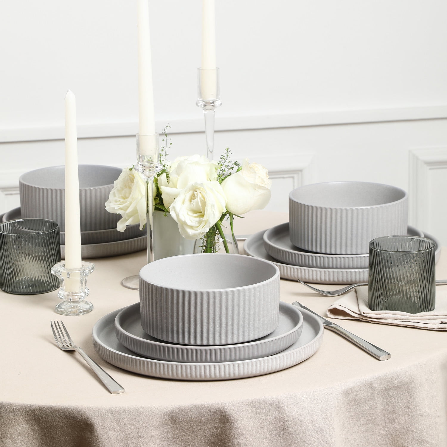 Stone Lain Haven 16-Piece Dinnerware Set Stoneware, Grey