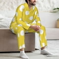 thumbnail image 7 of Susaid Yellow And White Polka Dot Print Men's Long Sleeve Pajama Set, Two-Piece Button-Down Loungewear PJs Set, Comfortable Sleepwear for Relaxation-Large, 7 of 7