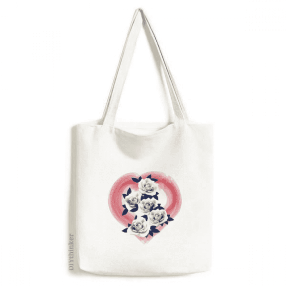 July Eternal Silver Valentines Day Tote Canvas Bag Shopping Satchel Casual Handbag