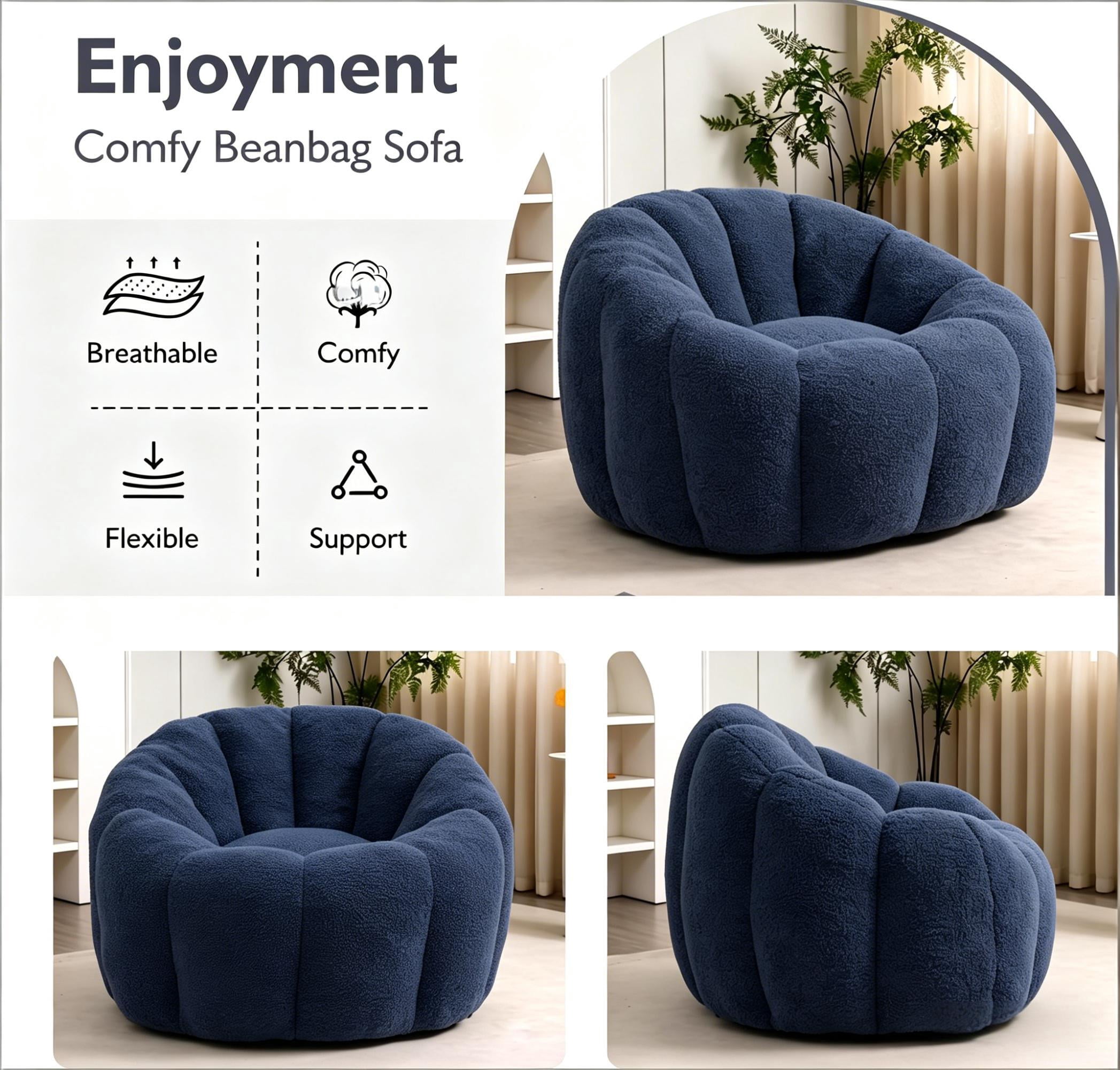 Howcool Bean Bag Sofa Chair with Armrests for Adults, High-Density Foam Lazy Sofa for Living Room Bedroom Reading