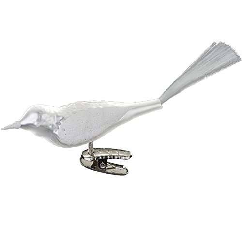 Inge Glas White Bird Clip On German Glass Christmas Ornament FREE BOX