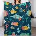 thumbnail image 5 of Ocean Fish Blanket Ocean Animals Gifts for Girls Women Ocean Animal Throw Blanket for Kids Adults Soft Warm Cozy Fleece Blanket for Couch Sofa \u200bBed 40"x50", 5 of 6