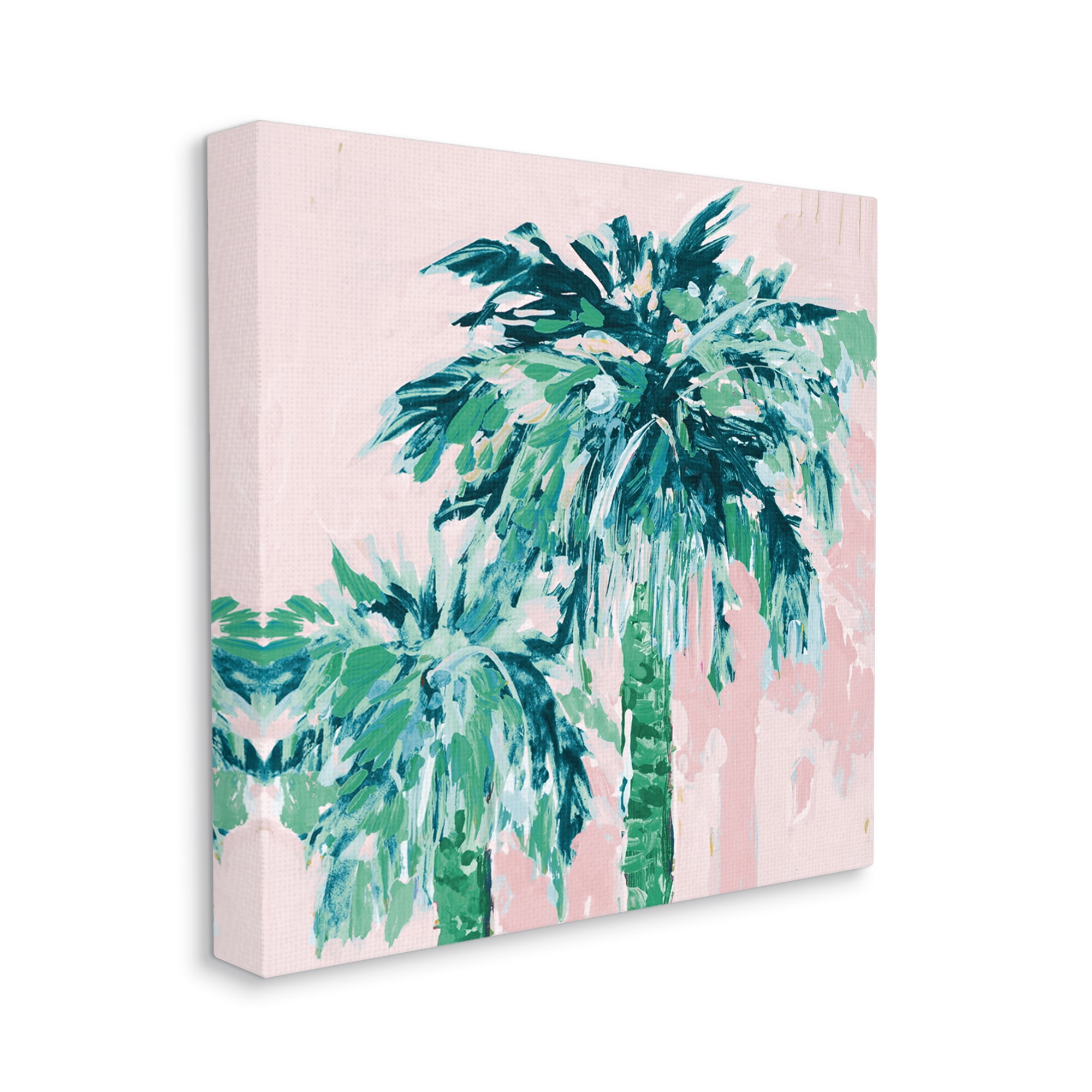 Stupell Industries Modern Green & Pink Palms Botanical & Floral Painting Gallery Wrapped Canvas Print Wall Art, 36 x 36