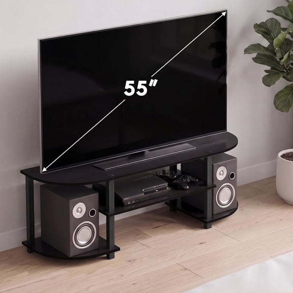 Furinno Turn-S-Tube Wide TV Entertainment Center, Dark Walnut, Multiple Colors