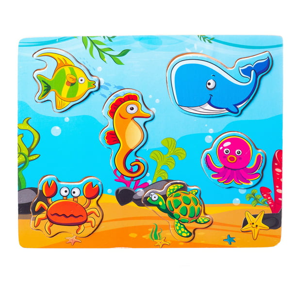 Eliiti Wooden Sea Animals Puzzle for Toddlers 2 to 4 Years Old Boys ...