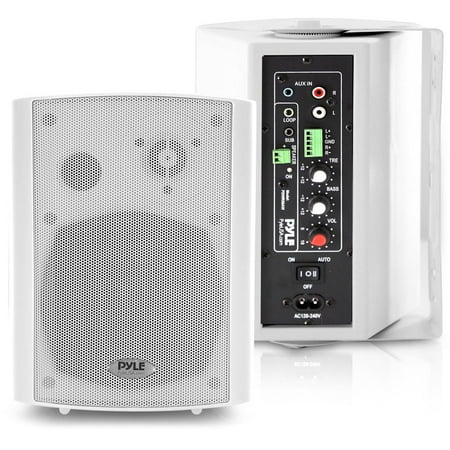 Pyle Pro-Active Wall-Mountable Bluetooth Speakers, Full Range Stereo Sound (White)