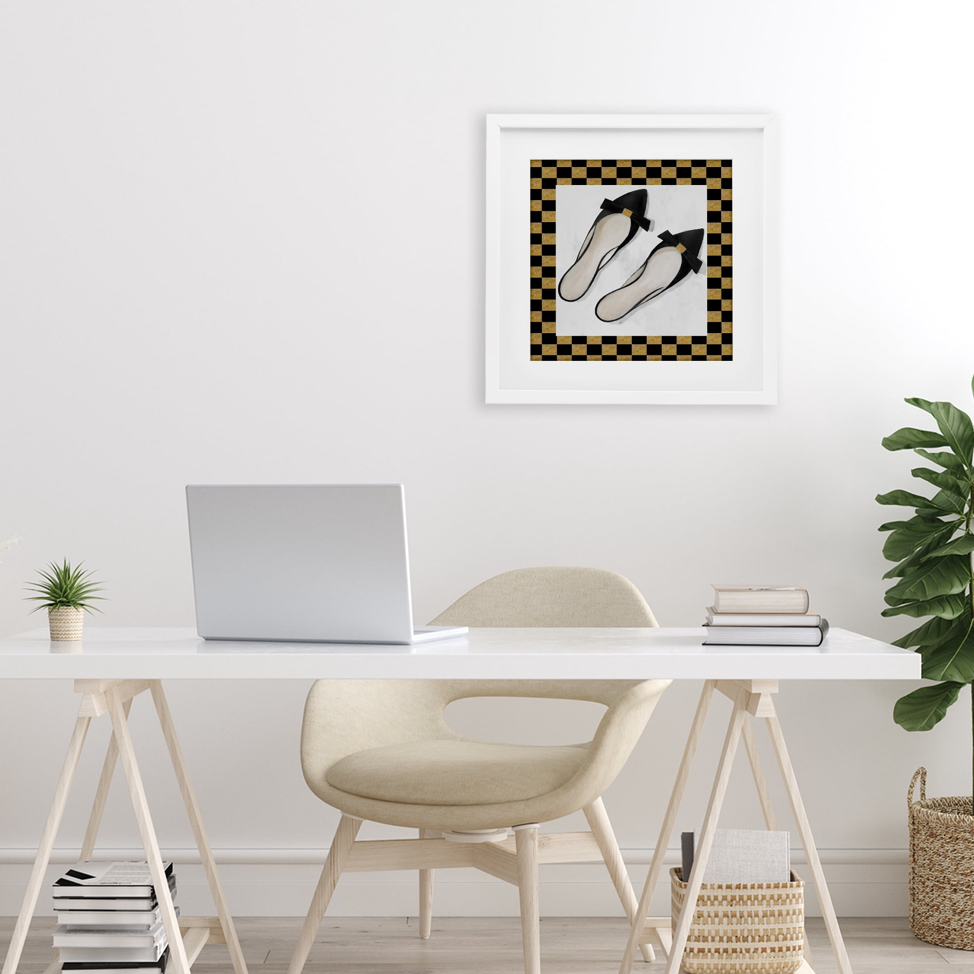 Stupell Industries Sleek Black Sliders White Framed Print Under Glass, design by Lorenzo Collective