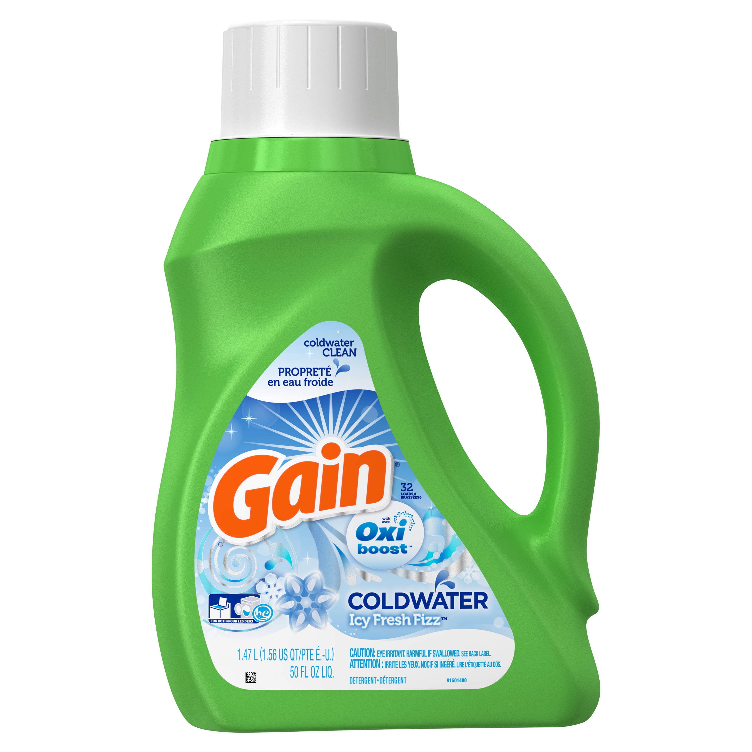 Gain Coldwater Liquid Laundry Detergent with Oxi Boost, Icy Fresh Fizz