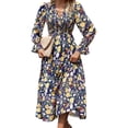 thumbnail image 3 of Valcatch Women's V Neck Long Sleeve Dresses Floral Ruffle Flowy Boho Maxi Dress, 3 of 5