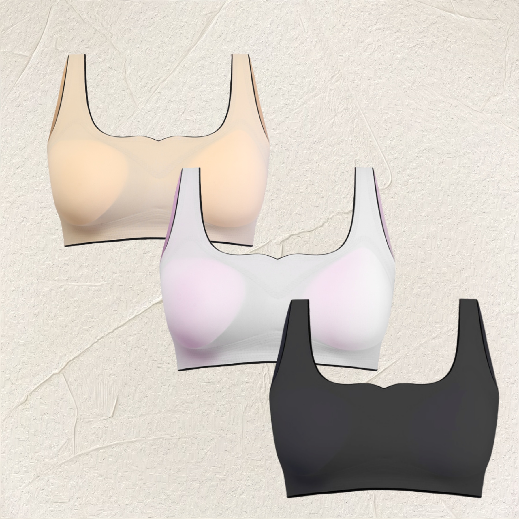 Women's Wire-Free Sleep Bra 3-Pack, U-Back, Super Stretchy for Night Comfort S-XL