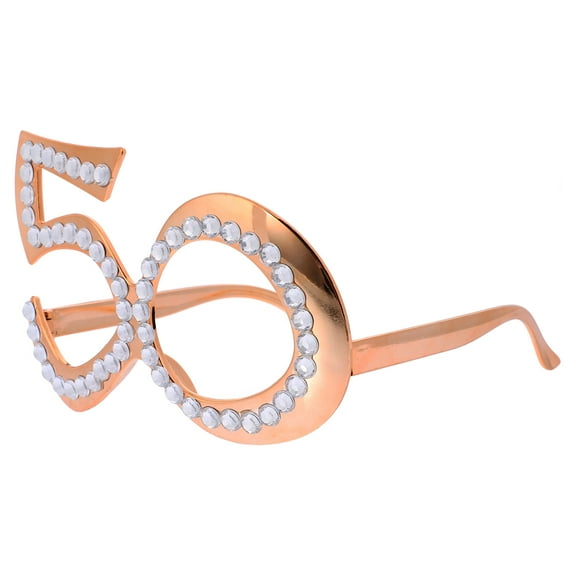 FRCOLOR Birthday Party Glasses 50th Birthday Glasses Photo Prop Rhinestone Inlaid Birthday Glasses