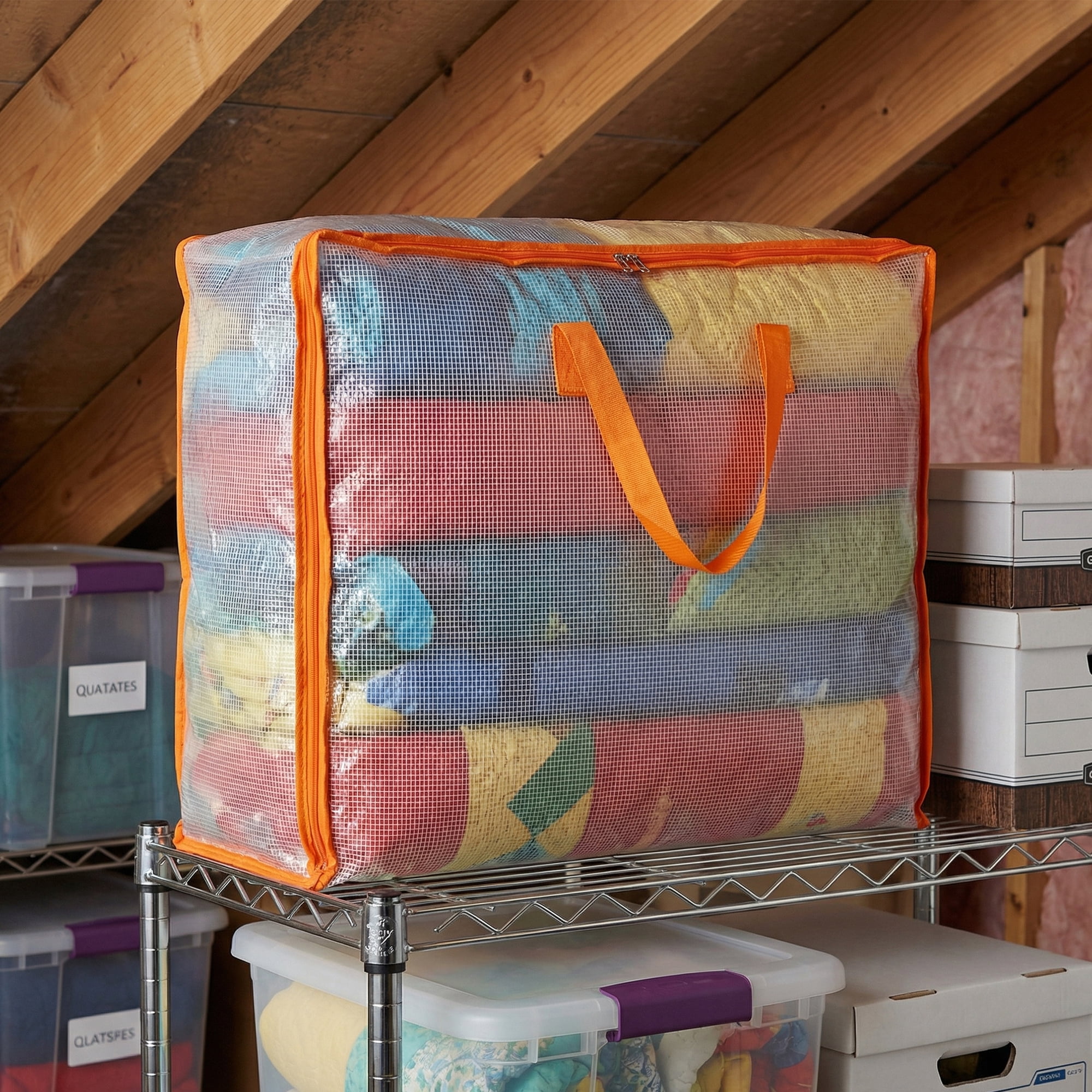 Unique Bargains Storage Bags with Handles for Organizing Clothing Orange 23.6"x9.8"19.7"
