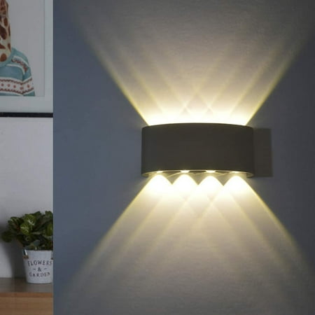 

Modern Aluminum Sconce for Living Room Bedroom Hallway - Black 8W Waterproof LED Indoor Wall Light