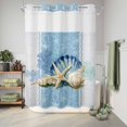 thumbnail image 6 of No Hook Shower Curtain, Blue Coastal Starfish Shower Curtains for Bathroom with See Through Top Window, Vintage Grey Nautical Coral Summer Waterproof & Washable Bath Curtain Stall 48"x72", 6 of 9