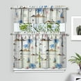 thumbnail image 2 of Palm Tree and Sailboat Print Kitchen Curtain Set, 3pcs Polyester Valance and Tiers 27.5x36in, Coastal Island Beach Theme Window Drapes, 2 of 6