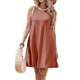 thumbnail image 3 of Summer Dresses for Women Vacation Casual Beach Sundress Sleeveless Tank Crewneck Shift Swing Dress Orange L, 3 of 10