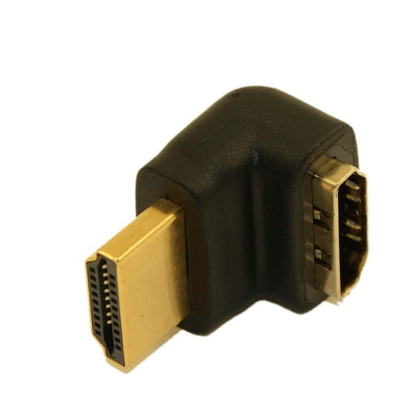 HDMI Male to Female 90 Degree Angle Adapter, Upward Facing, Gold Plated