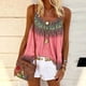 thumbnail image 3 of Camiseta sin mangas con cuello redondo y tirantes finos para mujer, camiseta sin mangas con estampado informal holgada de verano para trabajo de oficina, rosa, 2XL, 3 of 5