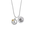 thumbnail image 2 of Delight Jewelry Two-tone Large Peace Sign with Daisy and Crystal Silvertone Script Initial Disc - Q - Charm Necklace, 20"+3", 2 of 4