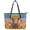 Calf American Flag Pattern, variant on Uourmeti Stained Glass Frog Curved Handbag, PU Leather Tote Bag for Shopping, Zipper Large Capacity Saddle Handbag