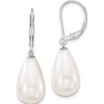 thumbnail image 1 of Sterling Silver S Majestik Rh-Pl 10X18mm Teardrop Wht Imitat Shell Pearl Earrings (18 X 10) Made In Canada qmjet10w, 1 of 5
