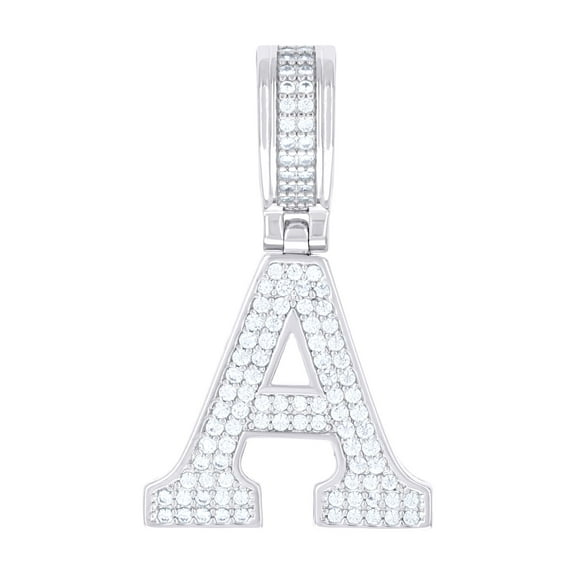 14K White Gold Look 925 Sterling Silver Unisex 0.58ct Moissanite Initial Alphabet A Charm Pendant