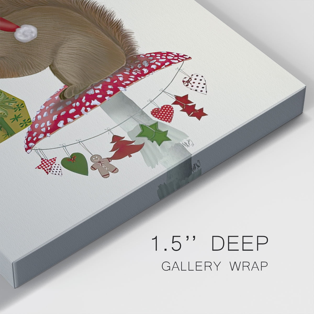 Red Squirrel on Christmas Mushroom- Gallery Wrapped Canvas