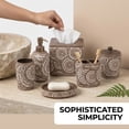 thumbnail image 3 of Decozen 6-Piece Bathroom Accessories: Soap Dispenser, Toothbrush Holder, Tray, & More - Brown White, 3 of 5
