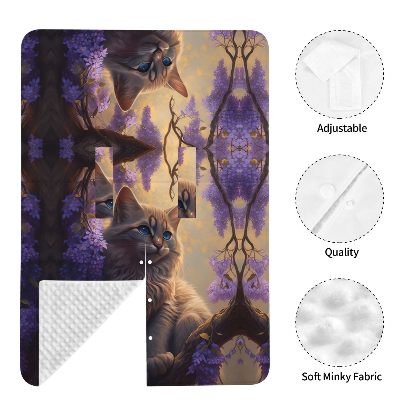Car Seat Cover Baby - Purple Flower Lazy Cat Breathable Infant Car Seat Cover for Baby Carseat, Lightweight Comfort Baby Essentials Must Haves Newborn Stuff for Girl Boy