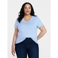 thumbnail image 2 of Time and Tru Women's Cotton V-Neck Tee with Short Sleeves, Sizes XS-4X, 2 of 6