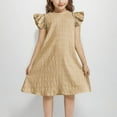 thumbnail image 6 of CYRBOKO Girls Summer Dresses, Casual Flutter Sleeve A-line Birthday Midi Dresses Khaki Size 14-15T, 6 of 9