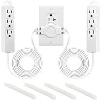 3-Prong 12 Feet Twin Extension Cord Power Strip, 6 Feet on Each Side, Flat Head Outlet Plug, 6 Outlets, Double Extension Cord Splitter for Indoor Use, ETL Listed