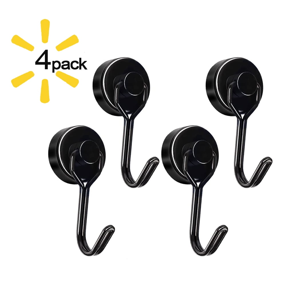 4pcs,Black VITAKE Magnetic Hooks Heavy Duty Neodymium Magnet Hook for Indoor Outdoor Hanging,Refrigerator,Grill,Kitchen,Key Holder