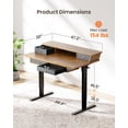 thumbnail image 2 of Kyspho 48″ x 30″ Standing Desk with Drawers, Electric Height Adjustable Sit Stand Desk with Storage Shelf, 4 Memory Preset Computer Desk with Cable Management Tray for Home Office, Brown, 2 of 7