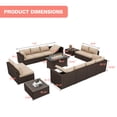 thumbnail image 4 of HOMREST 14 Pieces Outdoor Patio Furniture Set with 44" Propane Fire Pit Table, PE Rattan Sectional Sofa Conversation Set w/ Adjustable Bracket,Wood Coffee Table for Backyard（Khaki）, 4 of 10
