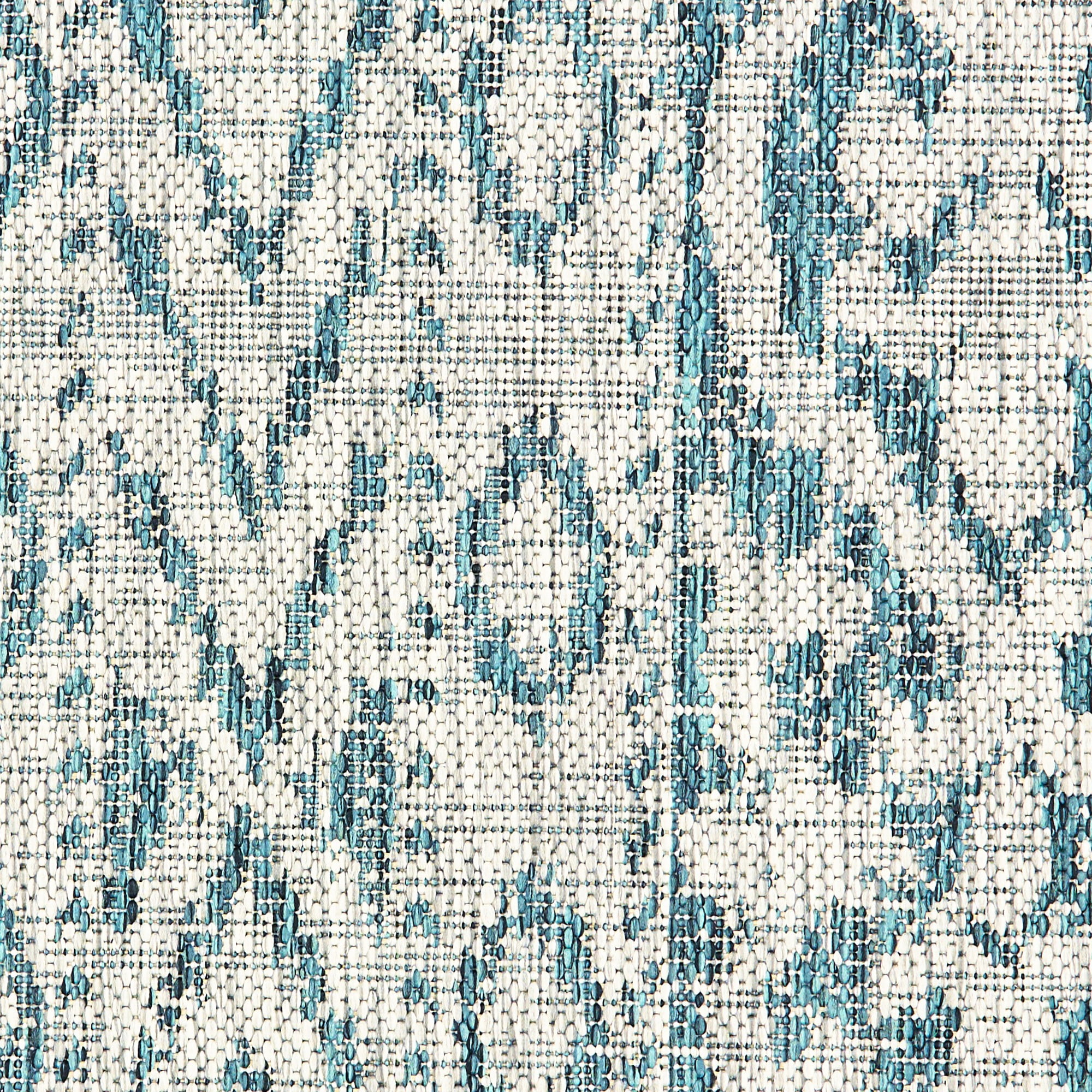 Laddha Home Designs 1.75' x 3' Entwined Geometric Indoor Outdoor Area Throw Rug - Blue and Gray