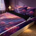 thumbnail image 2 of Homewish Red Moon Mountain Zipper Queen Comforter Set with Fitted Sheet and 2 Pillowcases, Nature Theme Zipper Bedding Set, Black Reversible, 2 of 7