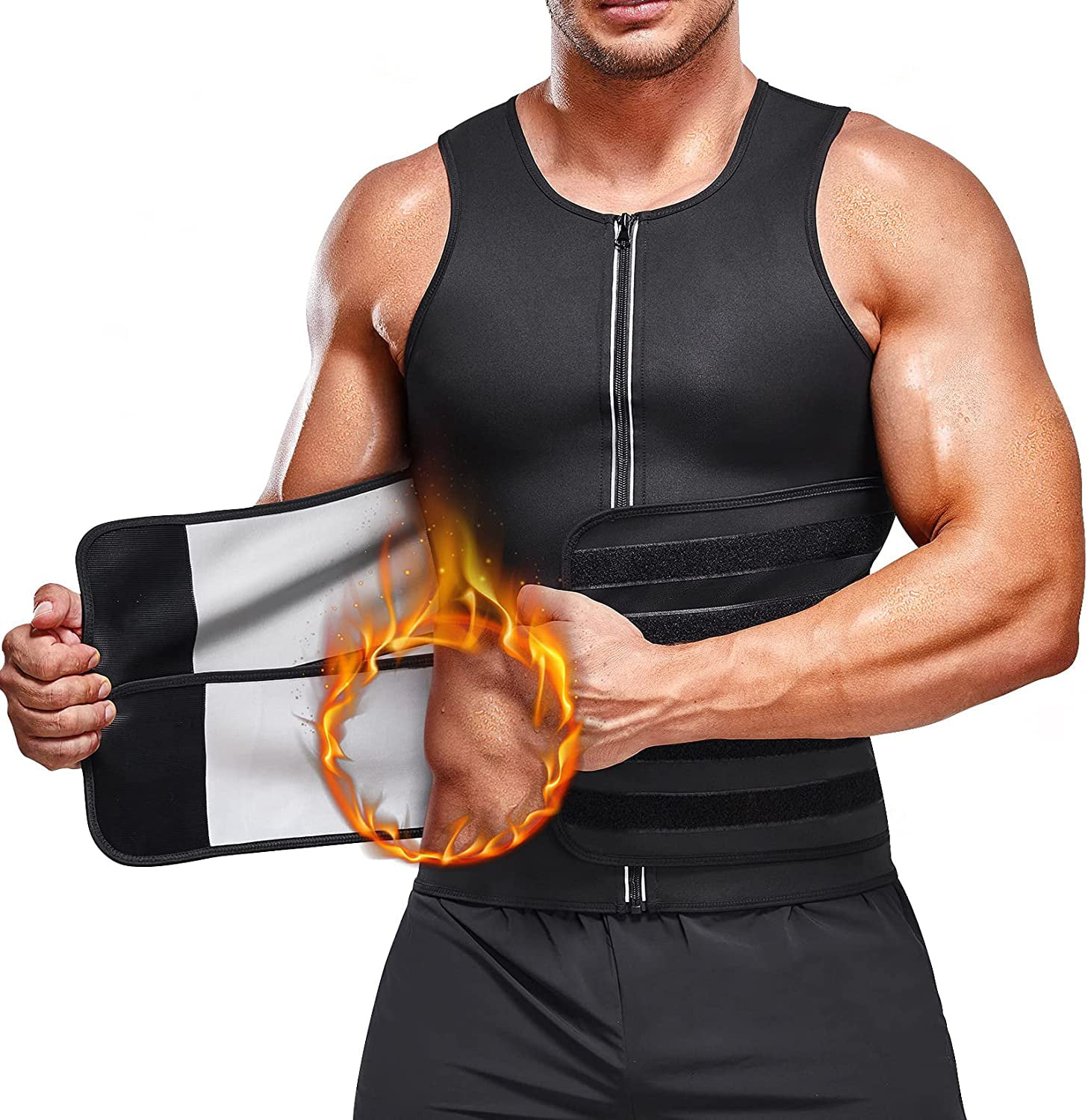 Junlan Sauna Suit Waist Trainer for Men Sweat Workout Vest with Double ...