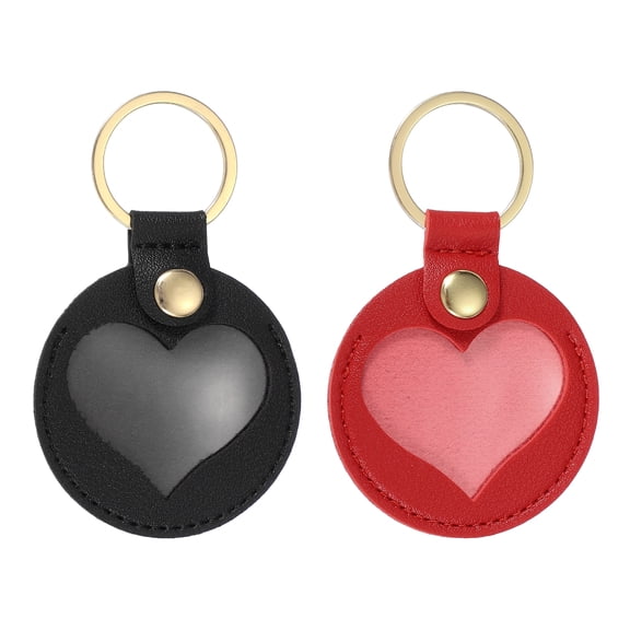 Uxcell Pet Hair Keychain, Heart Shaped Keychain Dog Hair Memorial Gift Keyring Leather Key Holder PU Leather, (Black/Red, 2 Pcs), Intended for Collecting Pet Hair/Memory Charm