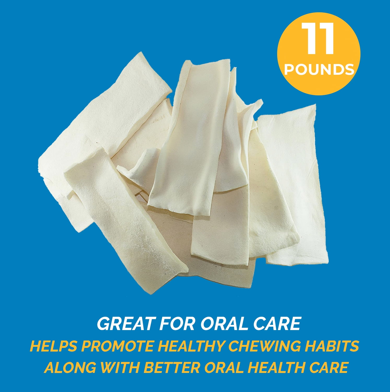 Premium Rawhide Chips (11 lbs - Bulk) Long-Lasting Beef Chews for Dogs, Boost Oral Health by 123 Treats