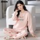 thumbnail image 1 of Conjunto de pijama de talla grande para mujer, ropa de dormir con estampado Kawaii, y cuello redondo de manga larga, a la moda, para otoño y primavera, M-5XL, 1 of 4