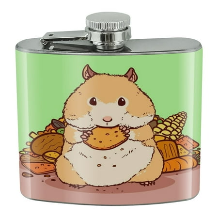 

Hamster Eating Stash of Food Stainless Steel 5oz Hip Drink Kidney Flask