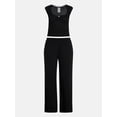 thumbnail image 4 of No Boundaries Pointelle Baby Tee and Pants Sleep Set, 2-Piece, Women's XXS-3X, 4 of 4