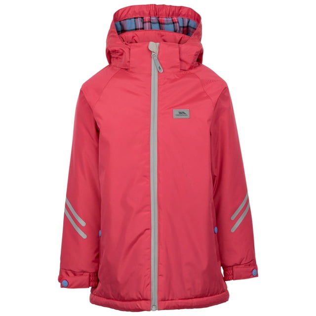 Trespass Kids Waterproof Jacket Valleyfield - Padded Longer Length Waterproof Raincoat for Kids with taped Seams, Detachable Hood, Reflective Detail & 2 Pockets