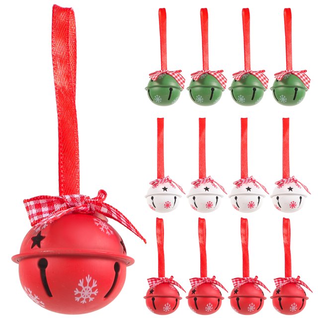 12 Uds. Adorno de campana de estilo navideño árbol de Navidad DIY colgante de campana con lazo