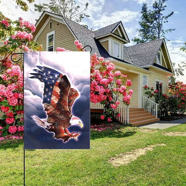 Fiudx Bandera de Jardín de Doble Cara con Diseño de Ee. Uu., Diseño Vibrante Del Día de La Independencia, 30 X 45 Cm, para Uso En Interiores y Exteriores, Ideal para Celebraciones Patrióticas, Fácil