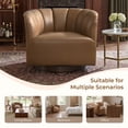 thumbnail image 6 of CHITA Mid Century Modern Swivel Accent Chair, Top Grain Leather, Solid Wood Frame, Saddle, Single, 6 of 15